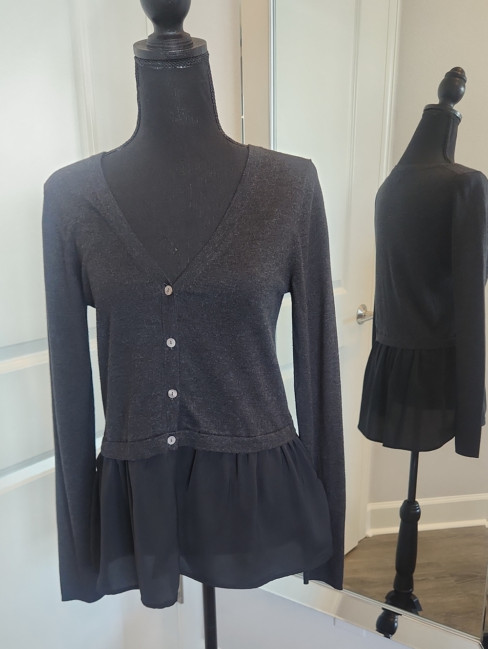 Lilla P Peplum Cardigan- Dark Grey -  SIZE S